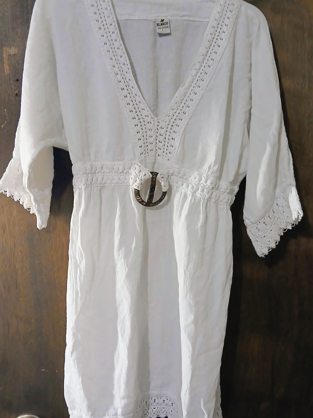 White Crochet-Trim Swim Coverup